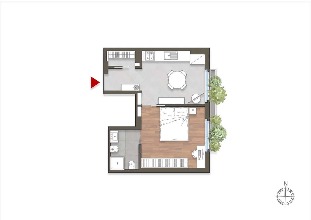 living - Two-room flat for sale via Spadolini 9A Milan - Floor Plan - 1