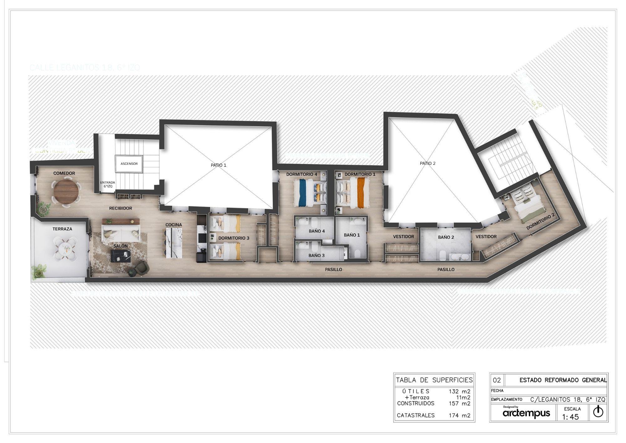 living - 174m² apartment with 301m² terrace for sale in Palacio - Floor Plan thumbnail - 1