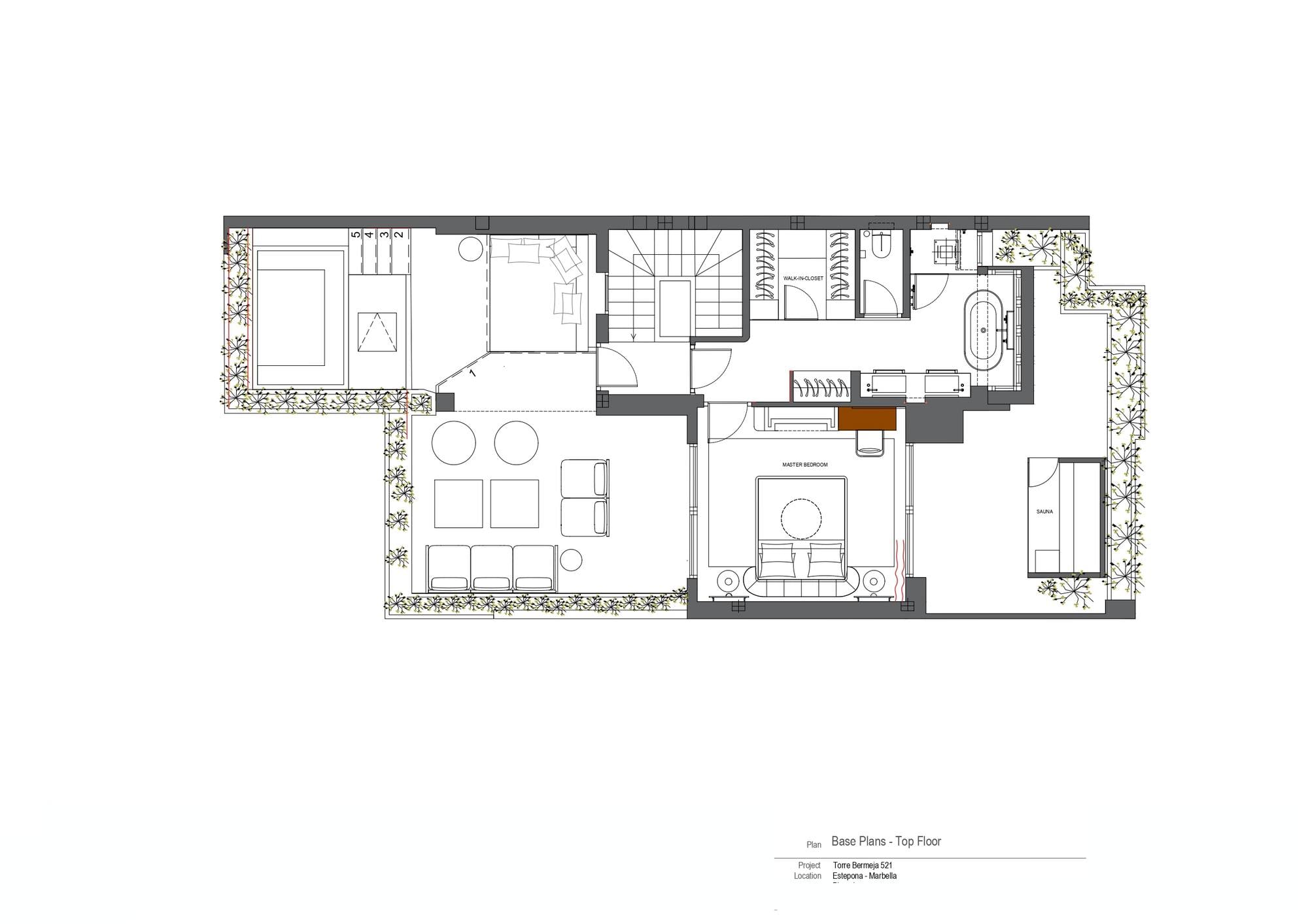 living - Ático de 206m² con 125m² terraza en venta en New Golden Mile - Plano del piso thumbnail - 1