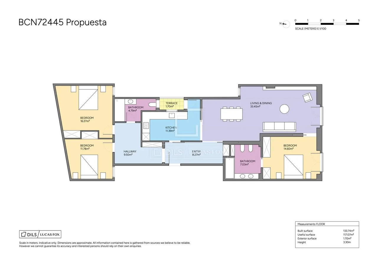 living - 134m² apartment for sale in Sant Gervasi - Galvany - Floor Plan - 2