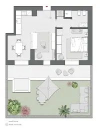 One Bedroom of 70 sqm - Edificio A1 - LivinUp  | Milano - Floor Plan thumbnail - 1
