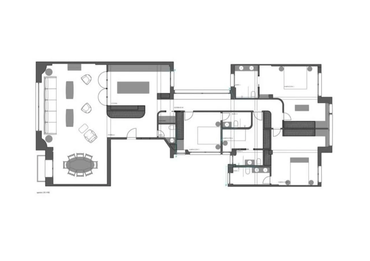 living - Piso de 265m² en venta en Goya, Madrid - Plano del piso - 1