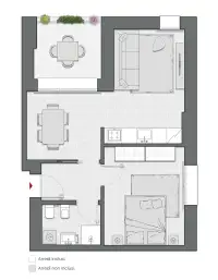 One Bedroom of 63 sqm - Edificio C2 - LivinUp  | Milano - Floor Plan thumbnail - 1