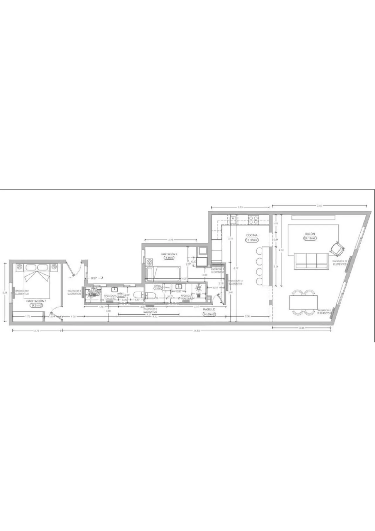 living - 114m² apartment for sale in La Latina, Madrid - Floor Plan - 1