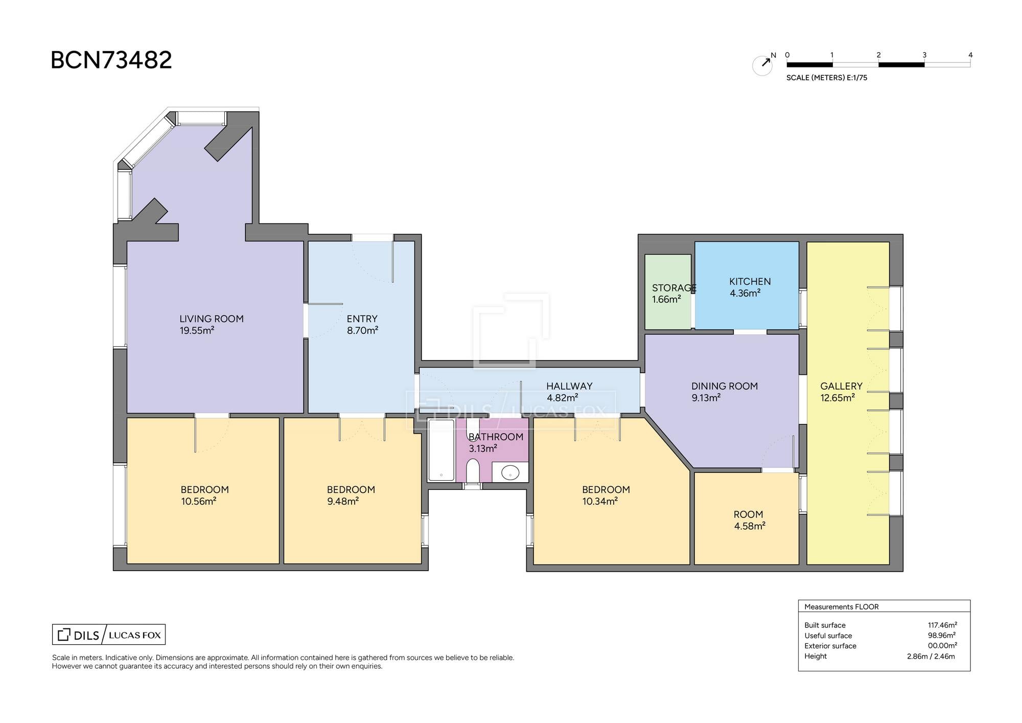 living - Piso de 105m² en venta en Eixample Derecho, Barcelona - Plano del piso thumbnail - 1