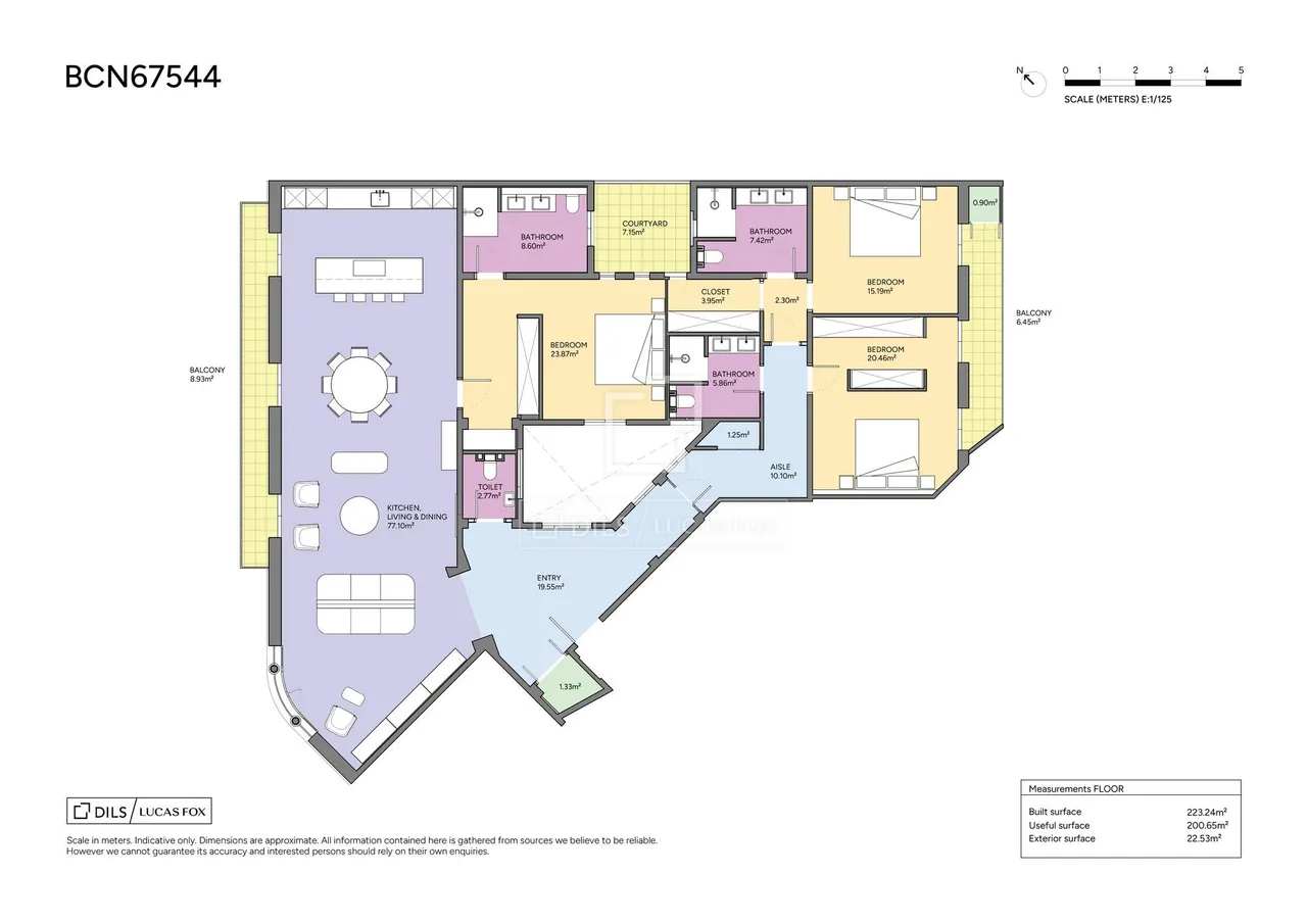 living - Piso de 238m² con 19m² terraza en venta en Eixample Derecho - Plano del piso - 1