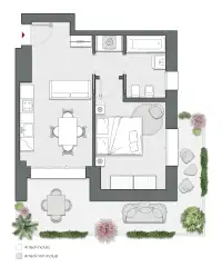One Bedroom of 61 sqm - Edificio C4 - LivinUp  | Milano - Floor Plan thumbnail - 1