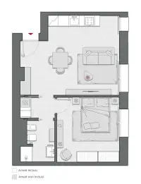 One Bedroom of 59 sqm - Edificio C2 - LivinUp  | Milano - Floor Plan thumbnail - 1