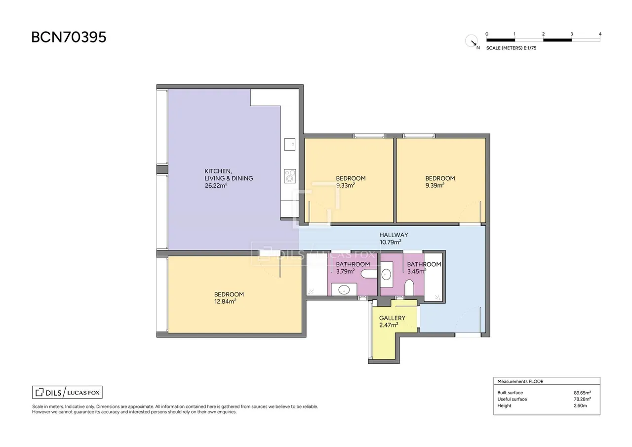 living - 86m² apartment for sale in El Born, Barcelona - Floor Plan - 1