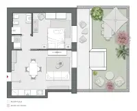 One Bedroom of 64 sqm - Edificio A3 - LivinUp  | Milano - Floor Plan thumbnail - 1