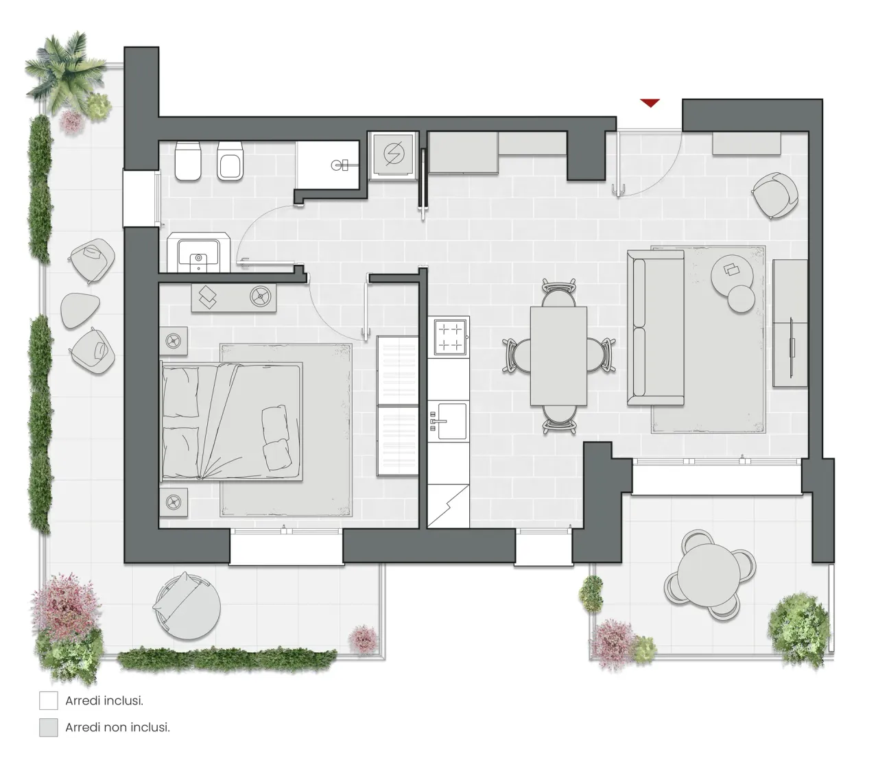 One Bedroom of 74 sqm - Edificio C4 - LivinUp  | Milano - Floor Plan - 1
