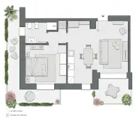 One Bedroom of 74 sqm - Edificio C4 - LivinUp  | Milano - Floor Plan thumbnail - 1