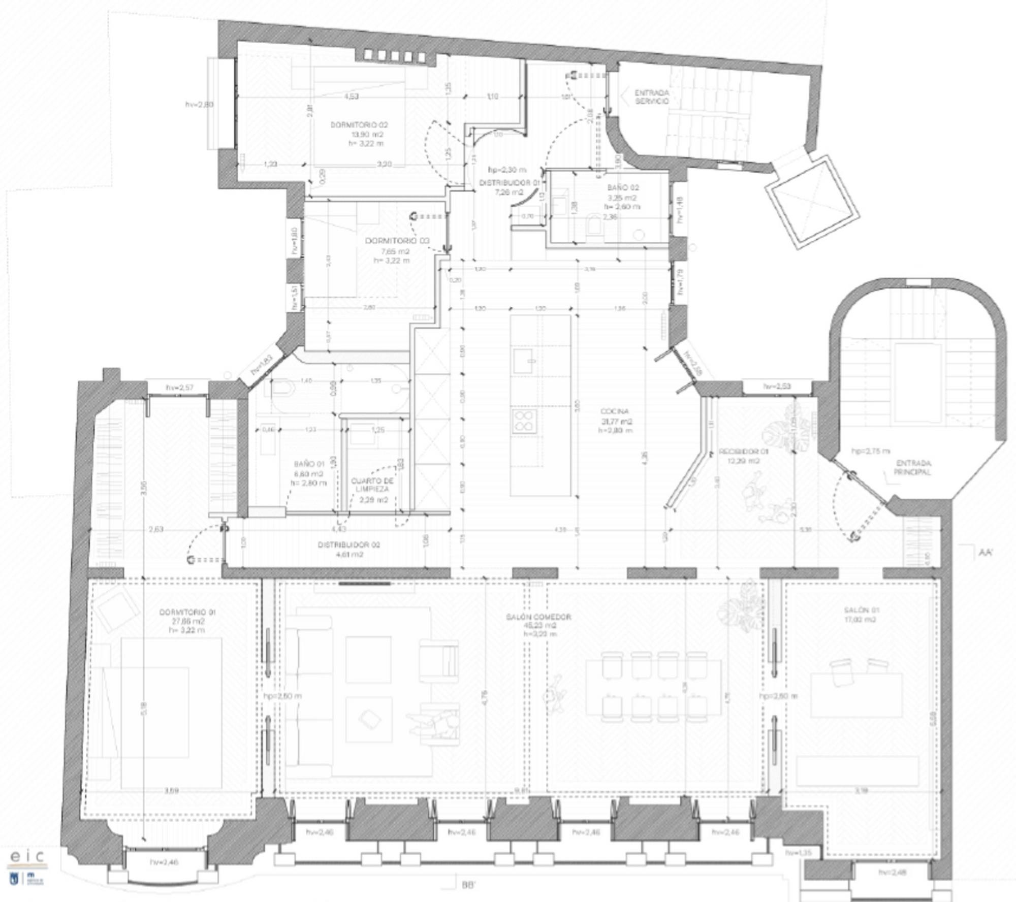 living - 238m² apartment for sale in Jerónimos, Madrid - Floor Plan - 1