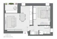 One Bedroom of 65 sqm - Edificio C2 - LivinUp  | Milano - Floor Plan thumbnail - 1