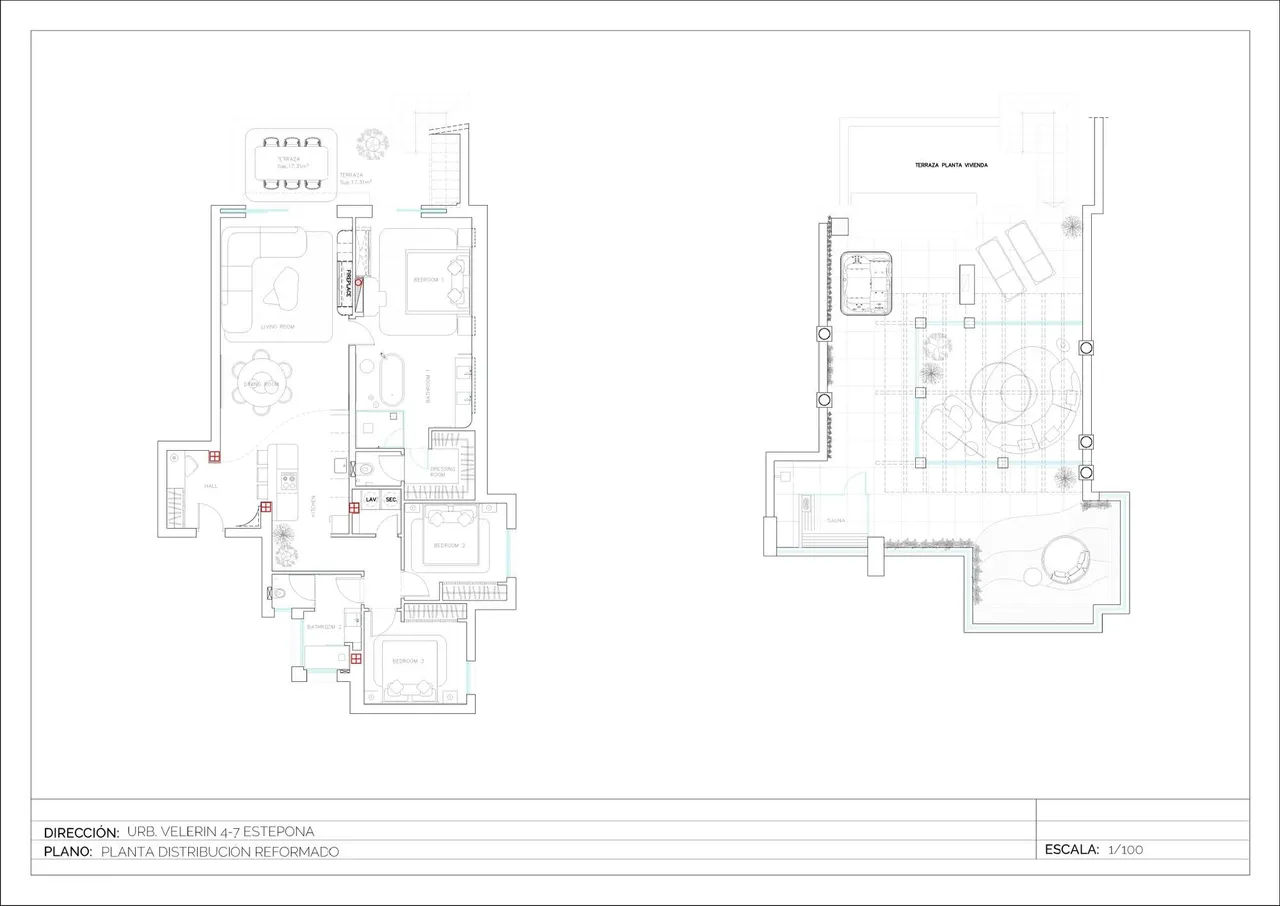 living - Ático de 183m² con 183m² terraza en venta en New Golden Mile - Plano del piso - 2