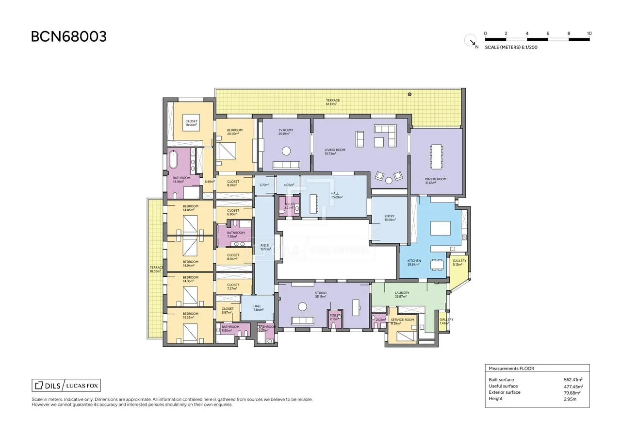 living - Piso de 563m² con 80m² terraza en venta en Turó Park - Plano del piso - 1