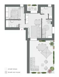 Two Bedrooms Compact of 98 sqm - Edificio C2 - LivinUp  | Milano - Floor Plan thumbnail - 1