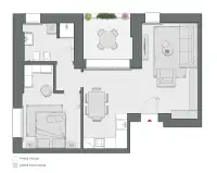 One Bedroom of 72 sqm - Edificio C2 - LivinUp  | Milano - Floor Plan thumbnail - 1