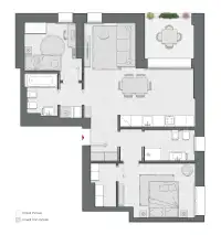 Two Bedrooms of 97 sqm - Edificio C2 - LivinUp  | Milano - Floor Plan thumbnail - 1