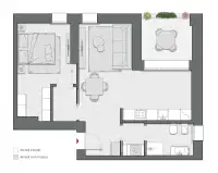 One Bedroom of 73 sqm - Edificio C2 - LivinUp  | Milano - Floor Plan thumbnail - 1