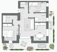 Two Bedrooms Compact of 98 sqm - Edificio C4 - LivinUp  | Milano - Floor Plan thumbnail - 1
