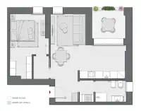 One Bedroom of 73 sqm - Edificio C1 - LivinUp  | Milano - Floor Plan thumbnail - 1