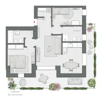 Two Bedrooms Compact of 98 sqm - Edificio C4 - LivinUp  | Milano - Floor Plan thumbnail - 1