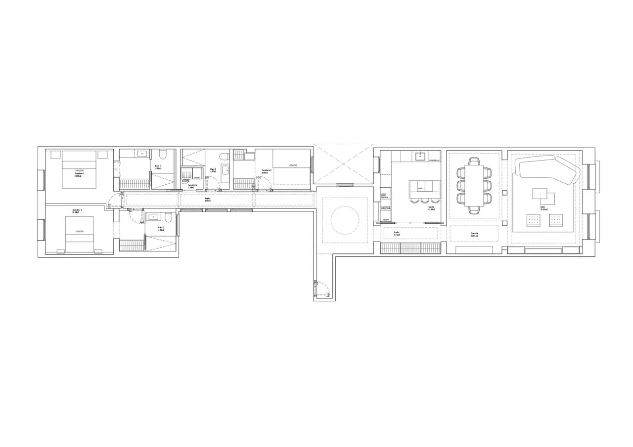 living - Piso de 185m² en venta en Recoletos, Madrid - Plano del piso - 1