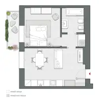 Bilocale di 56 m2 - Edificio A1 - LivinUp  | Milano - Floor Plan thumbnail - 1