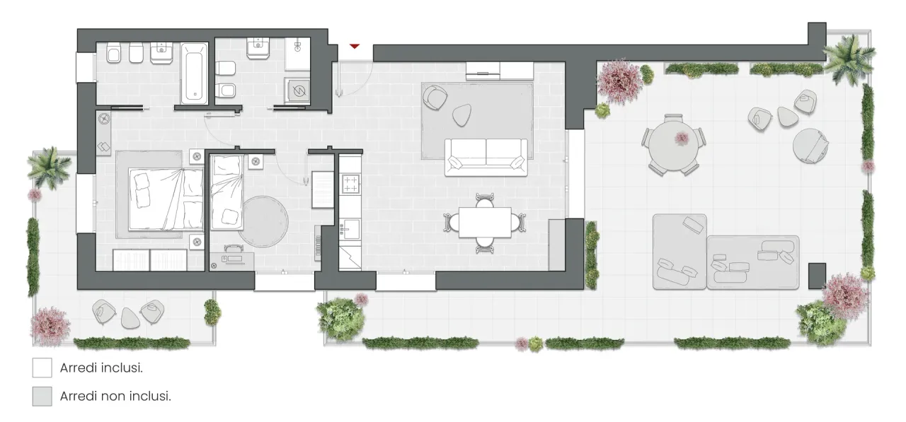 Two Bedrooms of 114 sqm - Edificio C4 - LivinUp  | Milano - Floor Plan - 1