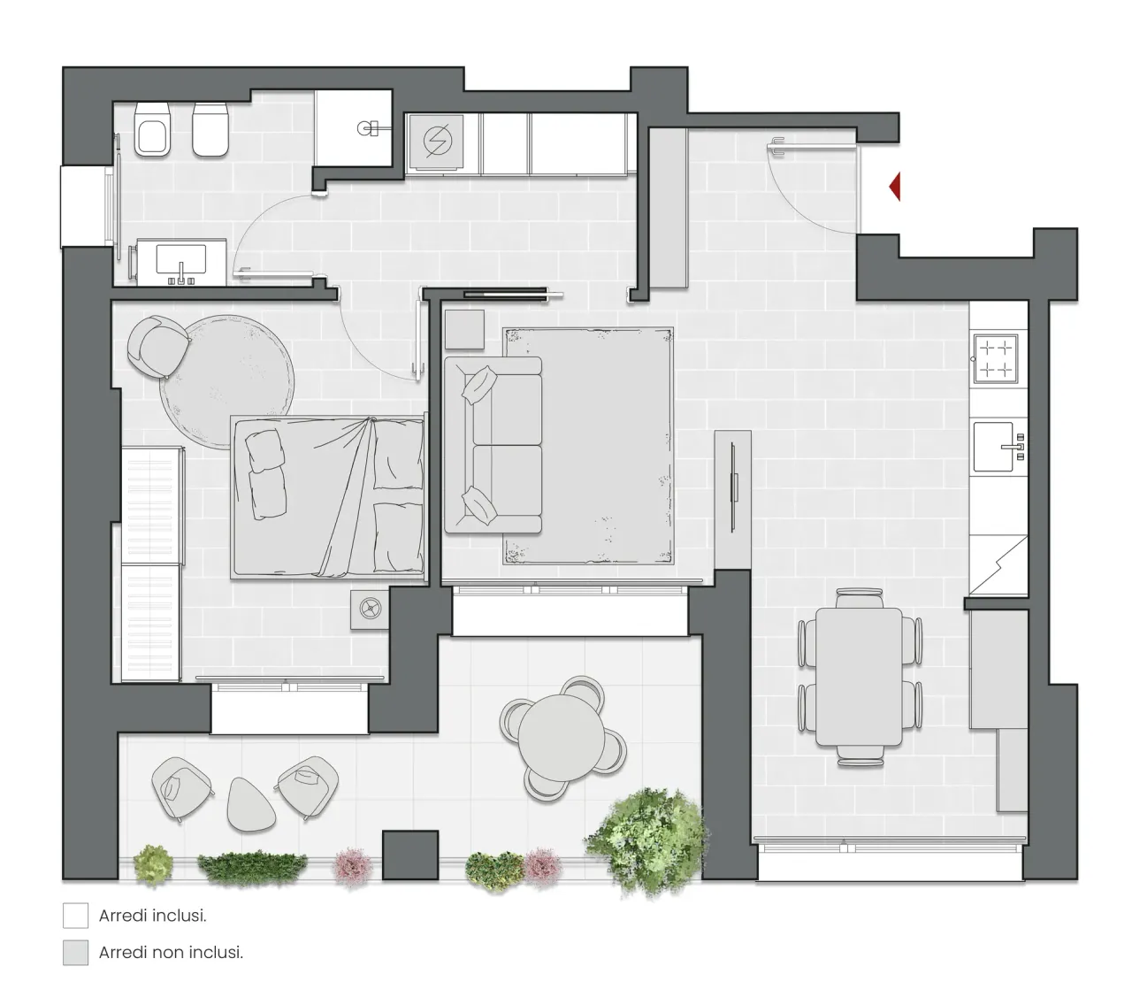 One Bedroom of 76 sqm - Edificio C1 - LivinUp  | Milano - Floor Plan - 1