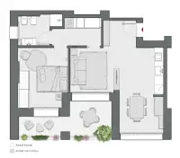 One Bedroom of 76 sqm - Edificio C1 - LivinUp  | Milano - Floor Plan thumbnail - 1