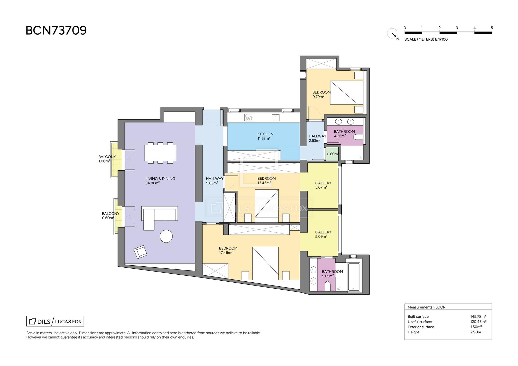 living - Piso de 162m² en venta en Gótico, Barcelona - Plano del piso thumbnail - 1