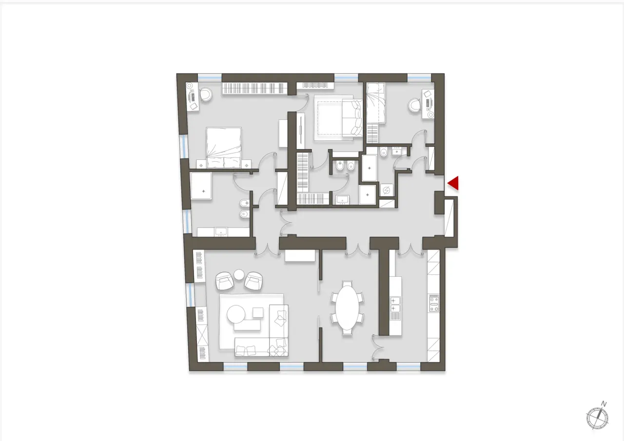 living - Corso Venezia 59 - Levend - Dils - Verdiepingsplan - 1