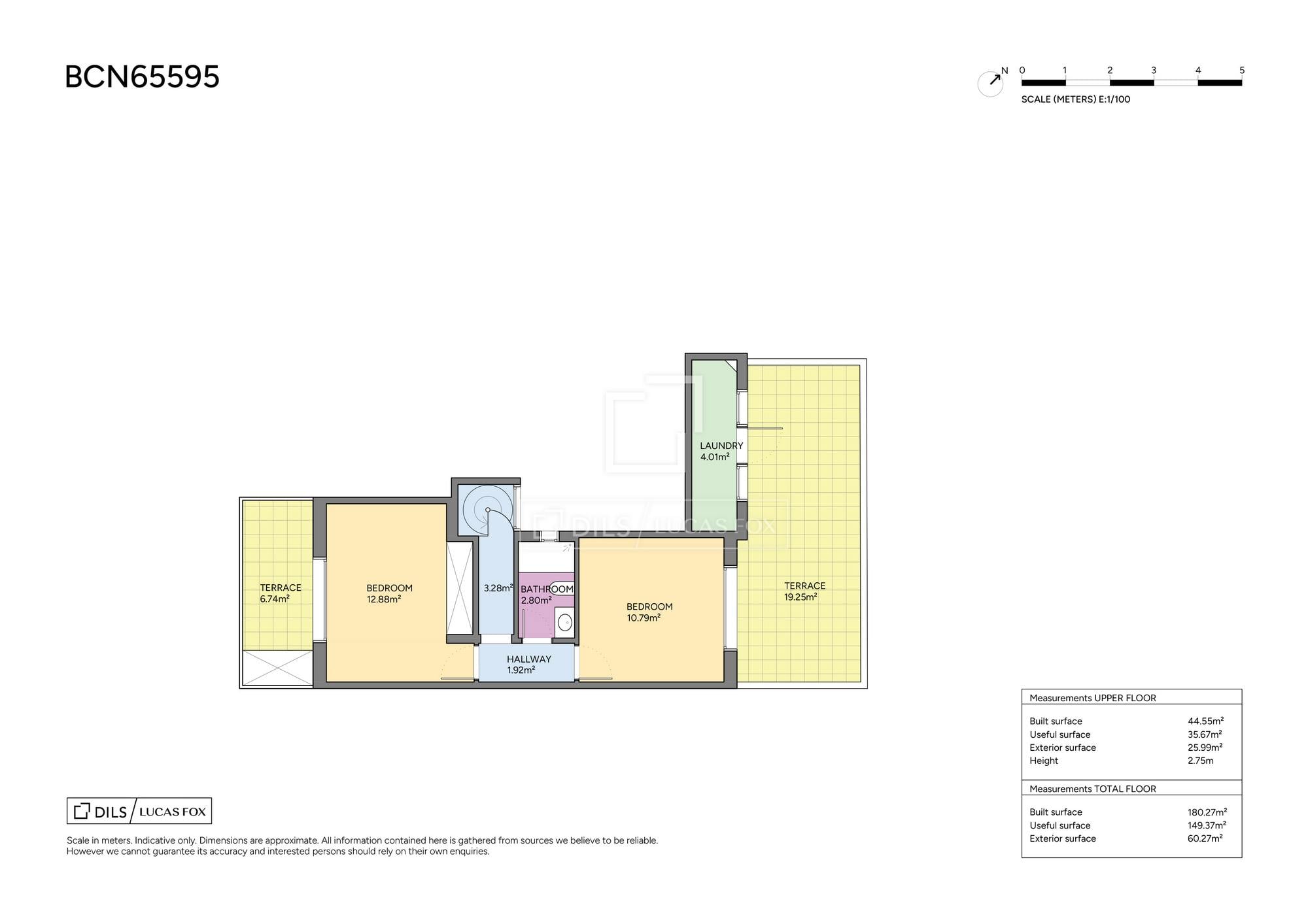 living - Ático de 180m² con 60m² terraza en venta en Sagrada Família - Plano del piso thumbnail - 2