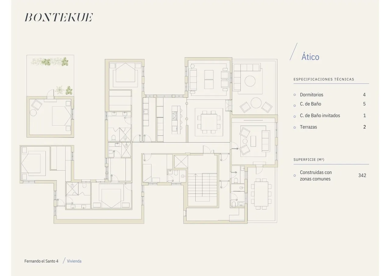 living - Piso de 353m² en venta en Almagro, Madrid - Plano del piso - 1