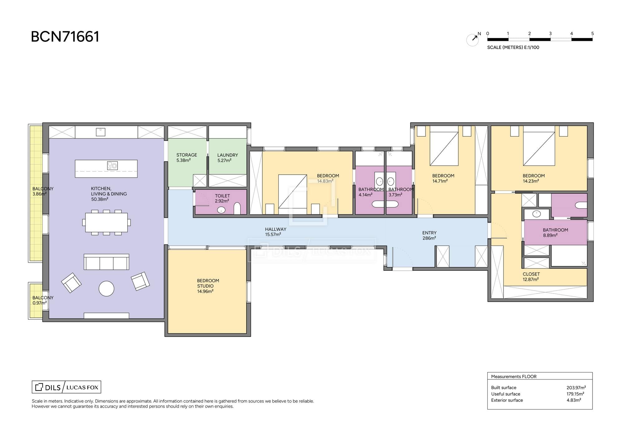 living - 204m² apartment for sale in El Born, Barcelona - Floor Plan - 1
