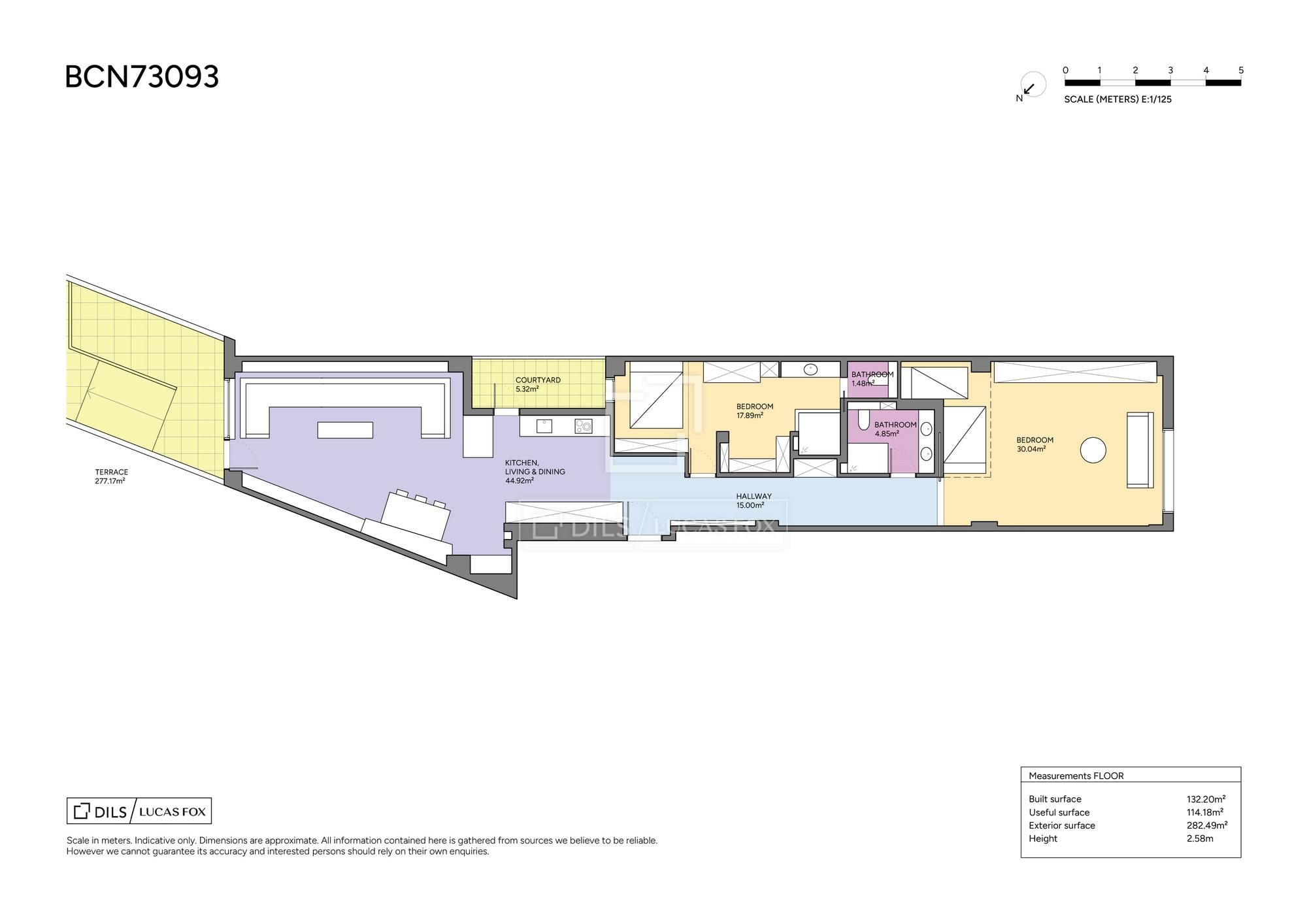 living - Piso de 132m² con 270m² terraza en venta en Les Corts - Plano del piso - 1