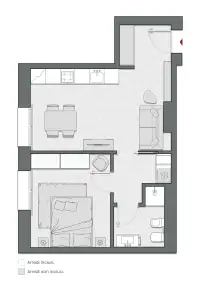 One Bedroom of 58 sqm - Edificio C2 - LivinUp  | Milano - Floor Plan thumbnail - 1