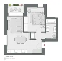 One Bedroom of 64 sqm - Edificio C2 - LivinUp  | Milano - Floor Plan thumbnail - 1