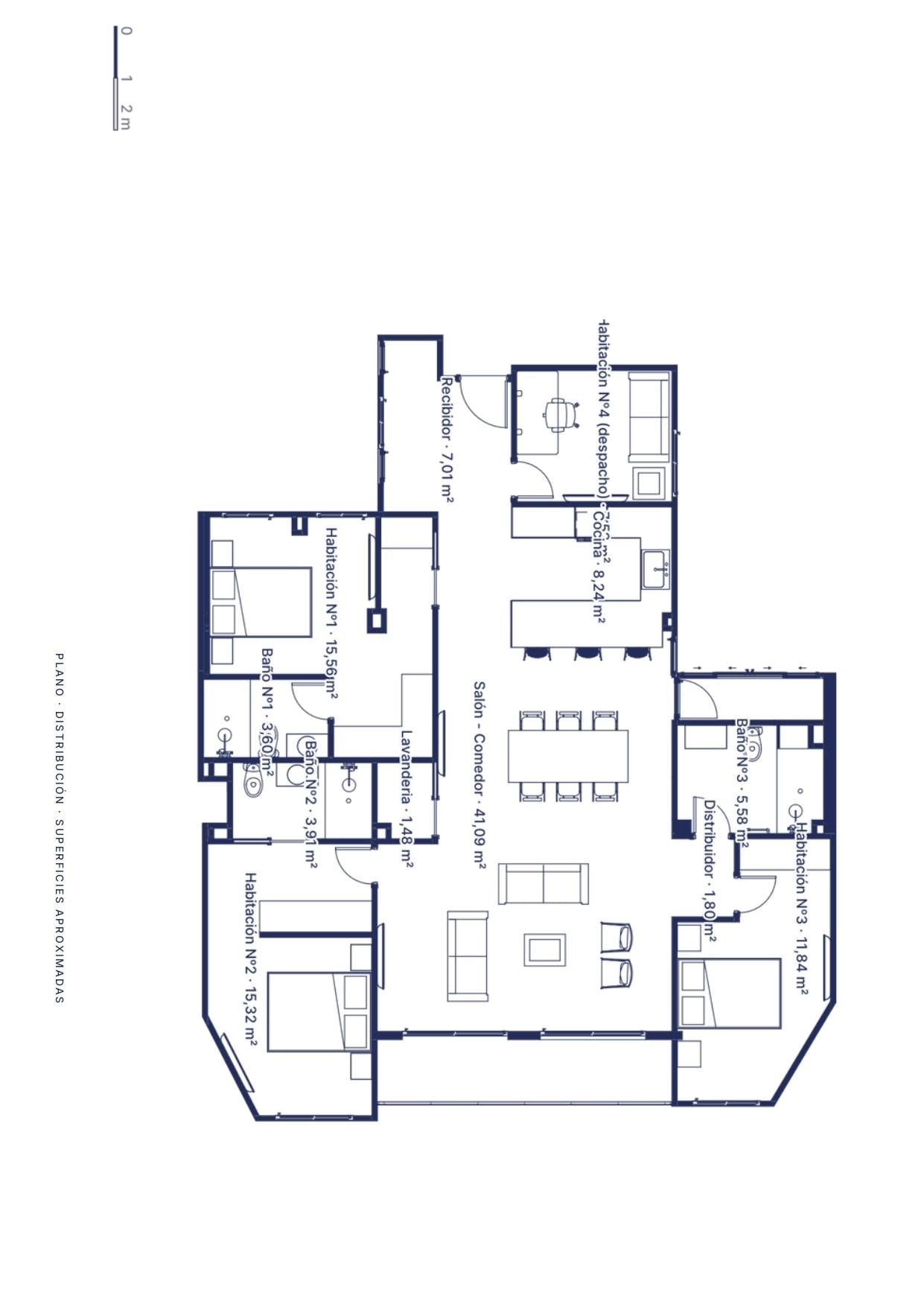 living - Piso de 159m² en venta en Berruguete, Madrid - Plano del piso thumbnail - 1