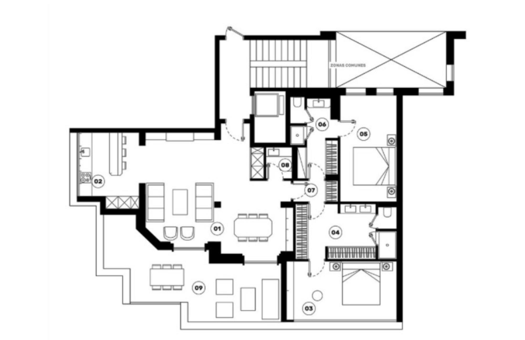 living - Ático de 178m² con 29m² terraza en venta en Goya, Madrid - Plano del piso - 1