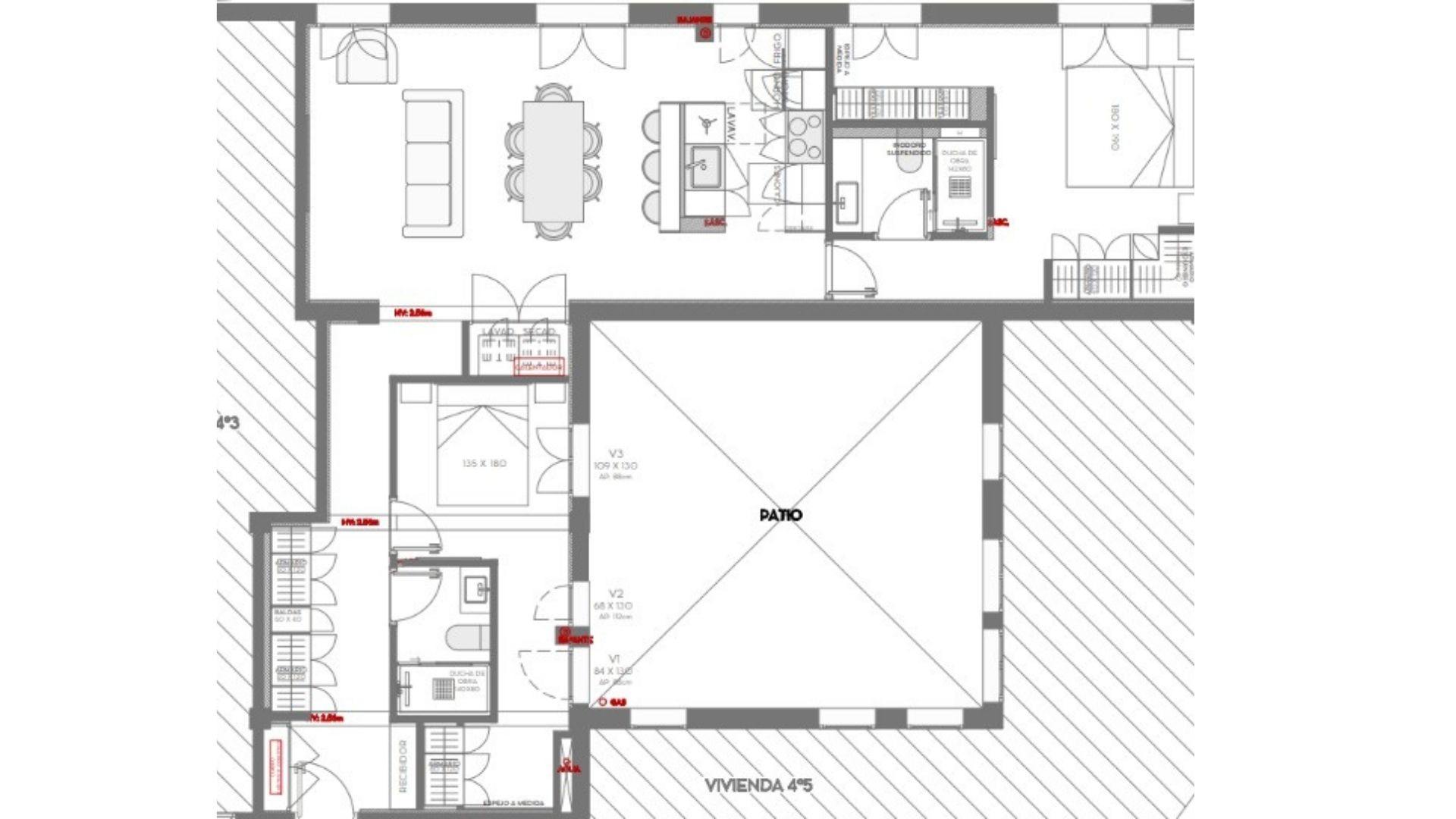 living - 108m² apartment with 7m² terrace for sale in Castellana - Floor Plan thumbnail - 1