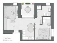 One Bedroom of 70 sqm - Edificio C1 - LivinUp  | Milano - Floor Plan thumbnail - 1