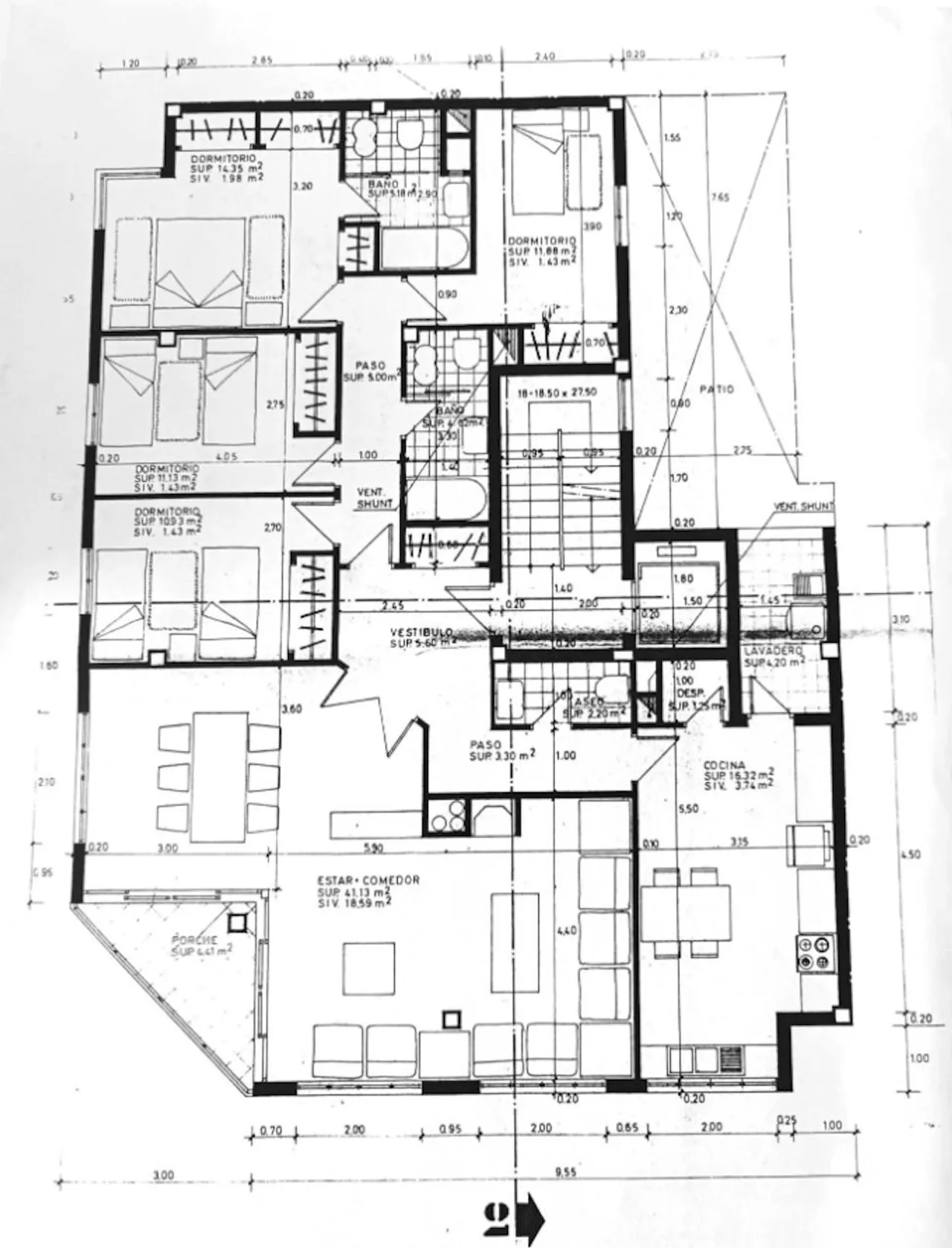 living - Piso de 186m² en venta en Palma de Mallorca, Islas Baleares - Plano del piso - 1