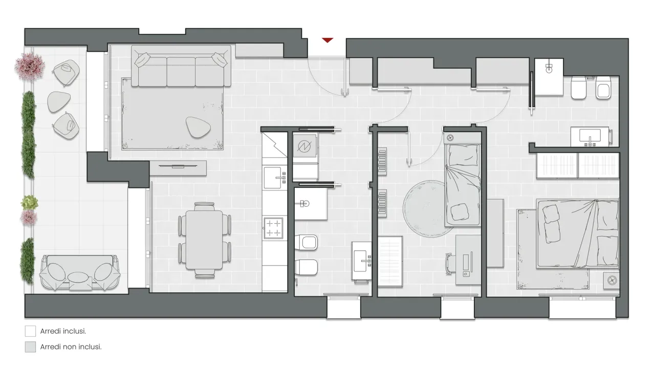 Trilocale di 95 m2 - Edificio C1 - LivinUp  | Milano - Floor Plan - 1