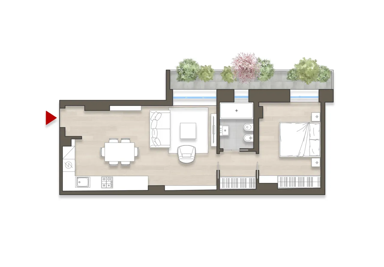 living - Magenta 54 unità C401 - Living - Dils - Plan d'étage - 1
