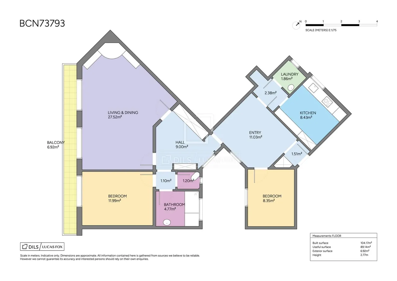 living - Piso de 102m² con 8m² terraza en venta en Eixample Derecho - Plano del piso - 1