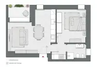 One Bedroom of 65 sqm - Edificio C2 - LivinUp  | Milano - Floor Plan thumbnail - 1