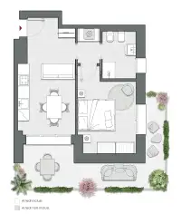 One Bedroom of 61 sqm - Edificio C4 - LivinUp  | Milano - Floor Plan thumbnail - 1